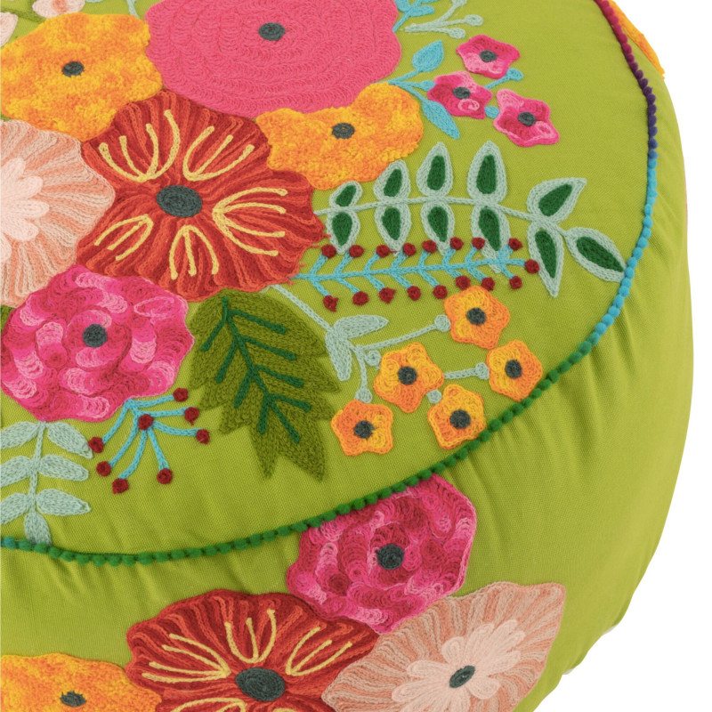 Set de 2 poufs rond brodés COLY - Design et Confort