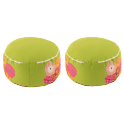 Set de 2 poufs rond brodés COLY - Design et Confort