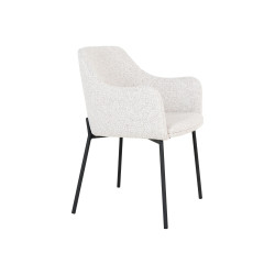 Lot de 2 chaises moderne en tissu bouclé blanche MELYA