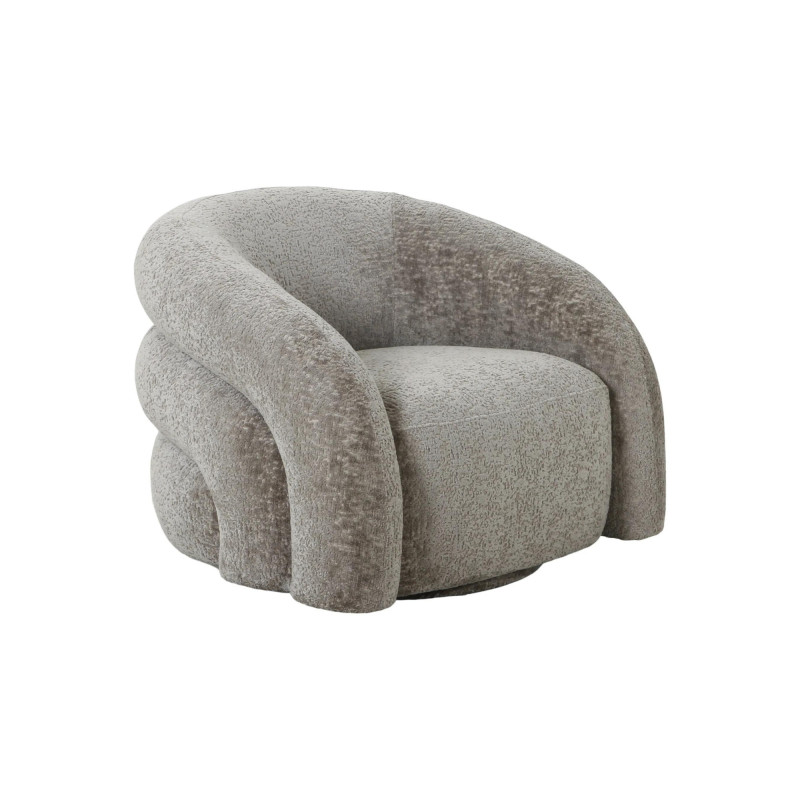 Fauteuil design en tissu bouclé taupe VANYA