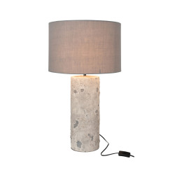 Lampe en poterie et tissu gris BARRI