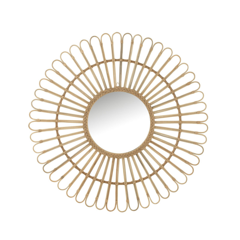 Miroir rond en rotin 110 cm RAMY - Bohème Chic