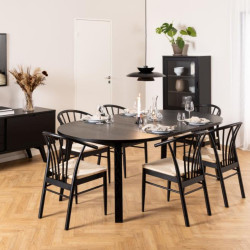 Buffet haut noir mat en bois et vitré FABIO - Industriel Chic