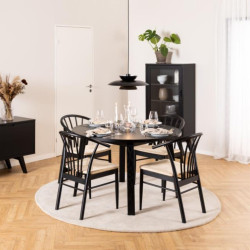 Buffet haut noir mat en bois et vitré FABIO - Industriel Chic