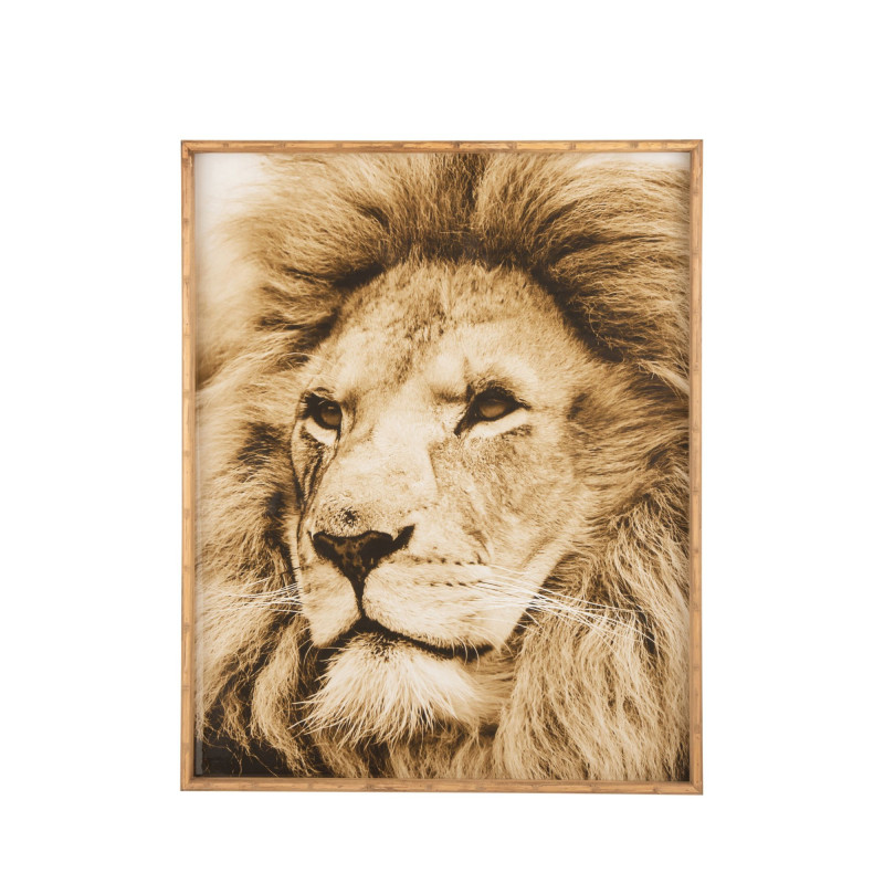 Tableau lion en bois 81x100cm LYONY - Décoration Murale