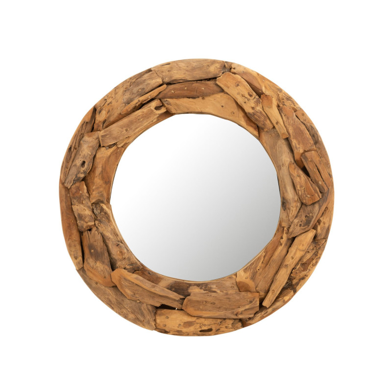 Miroir rond en bois teck TEKYA - Décoration Murale