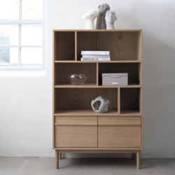 Bibliothèque en bois 140cm CASSIE - Design Scandinave