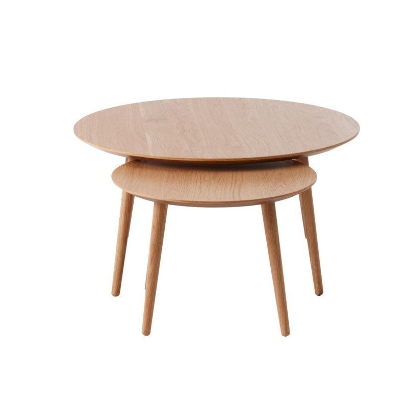 Set de 2 tables gigognes rondes en bois ANJA