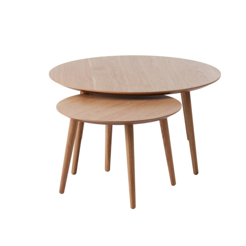 Set de 2 tables gigognes rondes en bois ANJA