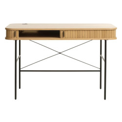 Bureau en chêne et métal noir 60x120cm SONYA - Design Fonctionnel