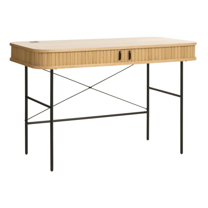 Bureau en chêne et métal noir 60x120cm SONYA - Design Fonctionnel