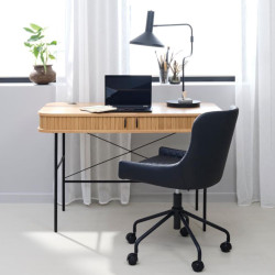 Bureau en chêne et métal noir 60x120cm SONYA - Design Fonctionnel