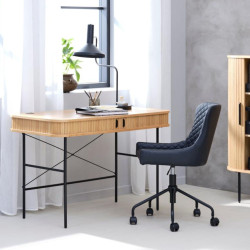 Bureau en chêne et métal noir 60x120cm SONYA - Design Fonctionnel