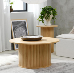 Table basse ronde en chêne 90cm SONYA - Design Moderne