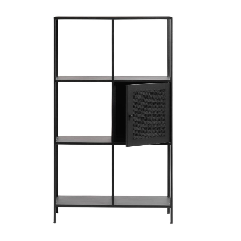 Bibliothèque 1 porte en métal noir 135cm SOLTO - Design Industriel