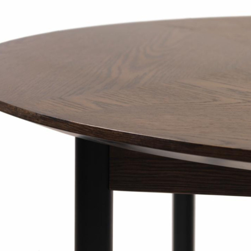 Table à manger ronde en chêne et métal noir MESA - Moderne et Design