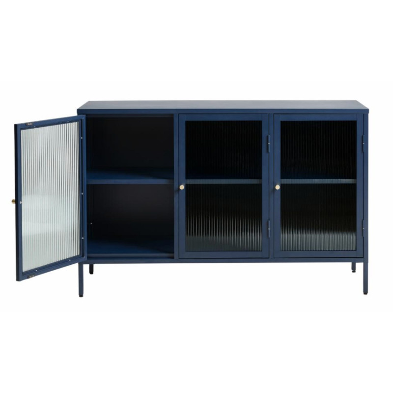 Buffet bas en verre 132x40cm BOLTA - Design Industriel Chic