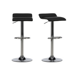 Lot de 2 tabourets pivotants en simili noir NAJJ