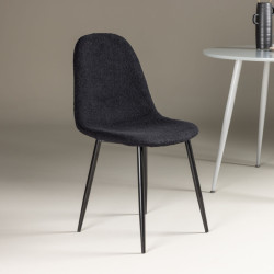 Lot de 2 chaises en tissu bouclé gris ROLAP : Salle à manger Design