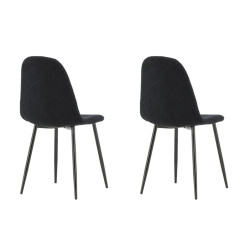 Lot de 2 chaises en tissu bouclé gris ROLAP : Salle à manger Design