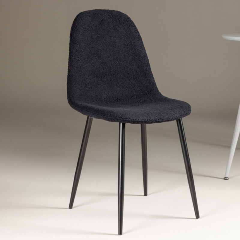 Lot de 2 chaises en tissu bouclé gris ROLAP : Salle à manger Design