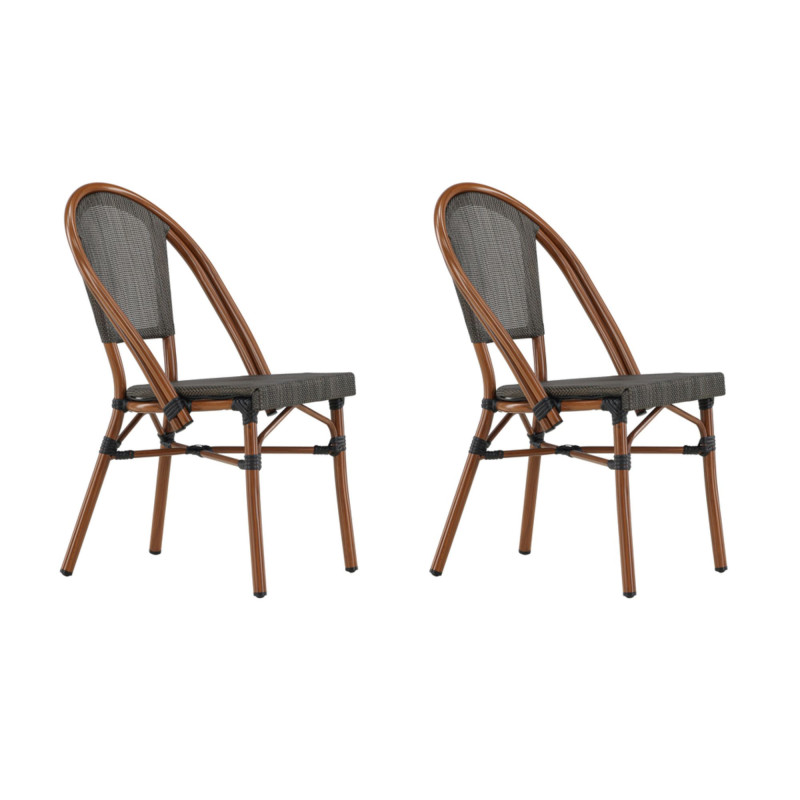 Lot de 2 chaises de jardin style café DARLAM - Extérieur chic parisien