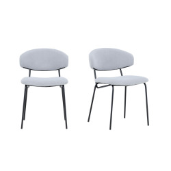 Lot de 2 chaises en tissu gris style moderne KAZ