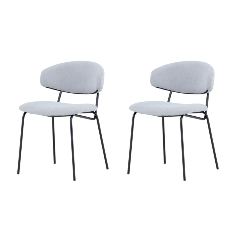 Lot de 2 chaises en tissu gris style moderne KAZ