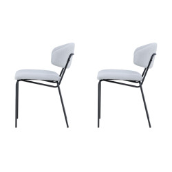 Lot de 2 chaises en tissu gris style moderne KAZ