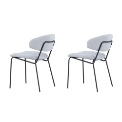 Lot de 2 chaises en tissu gris style moderne KAZ