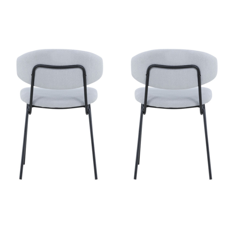 Lot de 2 chaises en tissu gris style moderne KAZ