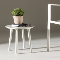 Table d'appoint ronde 40cm en métal blanc NALIA