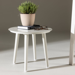 Table d'appoint ronde 40cm en métal blanc NALIA