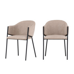 Lot de 2 chaises en tissu beige moderne ELYNA