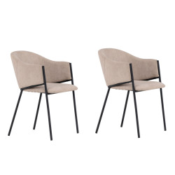 Lot de 2 chaises en tissu beige moderne ELYNA