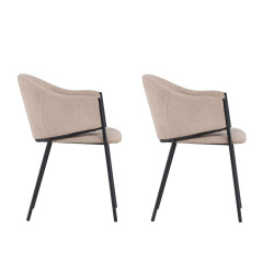 Lot de 2 chaises en tissu beige moderne ELYNA