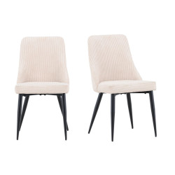 Lot de 2 chaises en velours côtelés beige design OLEO