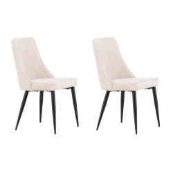 Lot de 2 chaises en velours côtelés beige design OLEO