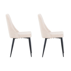 Lot de 2 chaises en velours côtelés beige design OLEO