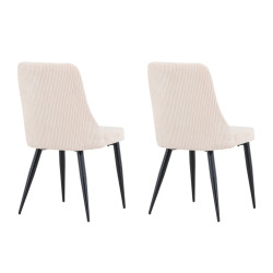 Lot de 2 chaises en velours côtelés beige design OLEO