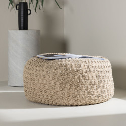 Lot de 2 poufs en tissu beige moderne LYM