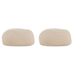 Lot de 2 poufs en tissu beige moderne LYM