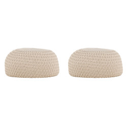 Lot de 2 poufs en tissu beige moderne LYM