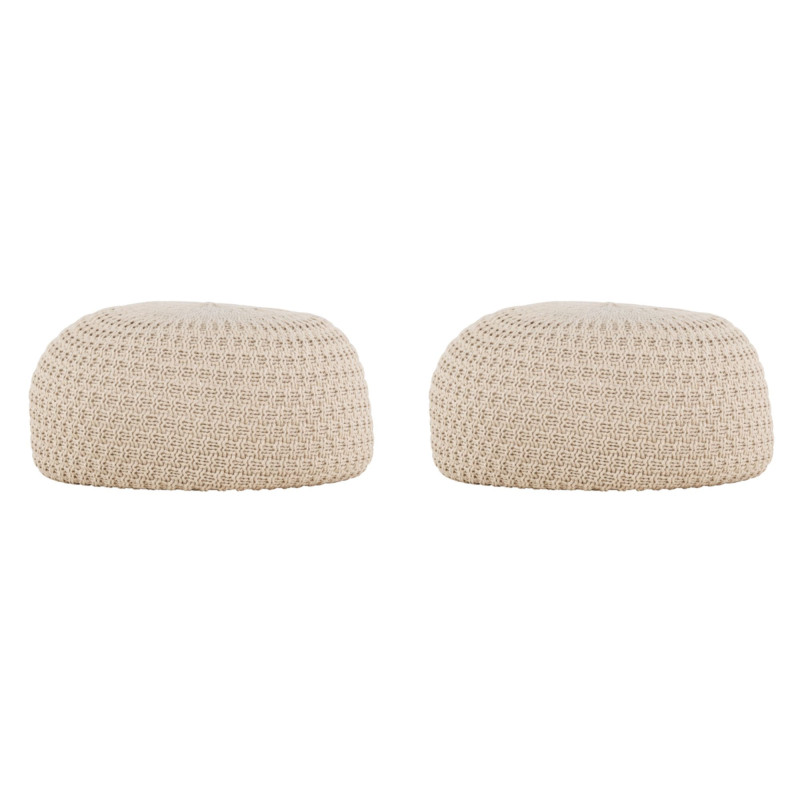 Lot de 2 poufs en tissu beige moderne LYM