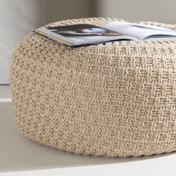 Lot de 2 poufs en tissu beige moderne LYM