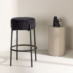 Tabouret de bar en tissu bouclé gris TUCO