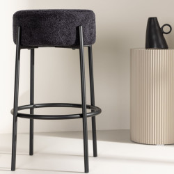 Tabouret de bar en tissu bouclé gris TUCO