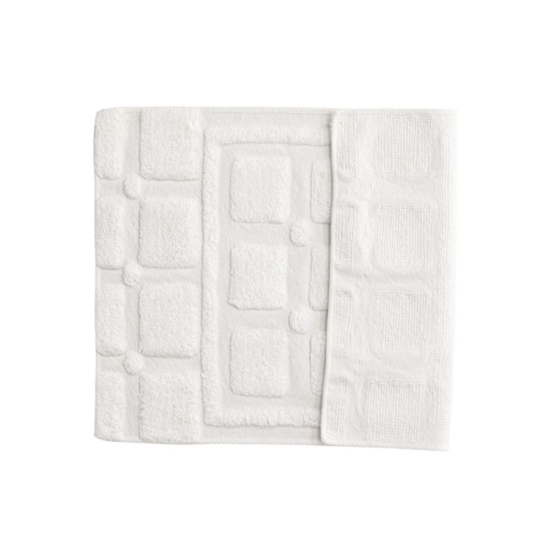 Tapis de salle de bain blanc en coton 60x90cm NESSY