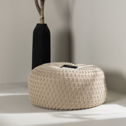 Lot de 2 poufs design en tissu beige MAO