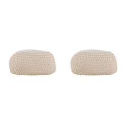 Lot de 2 poufs design en tissu beige MAO